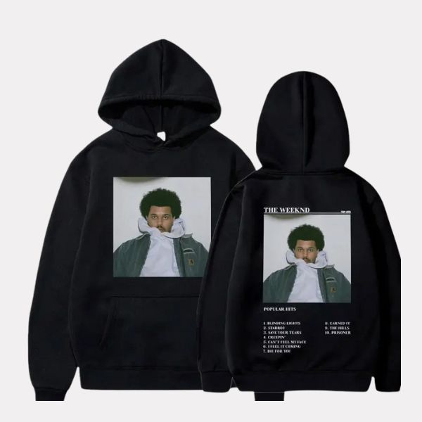 The Weeknd Hoodie – Top Hits Playlist & Portrait Design