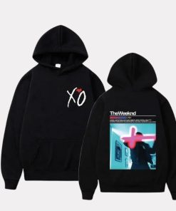 The Weeknd XO Neon Cross Retro Graphic Black Hoodie