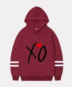 The Weeknd XO Red Hoodie with Heart Logo Streetwear Fit