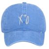 XO Embroidered Baseball Washeed Light Blue Cap